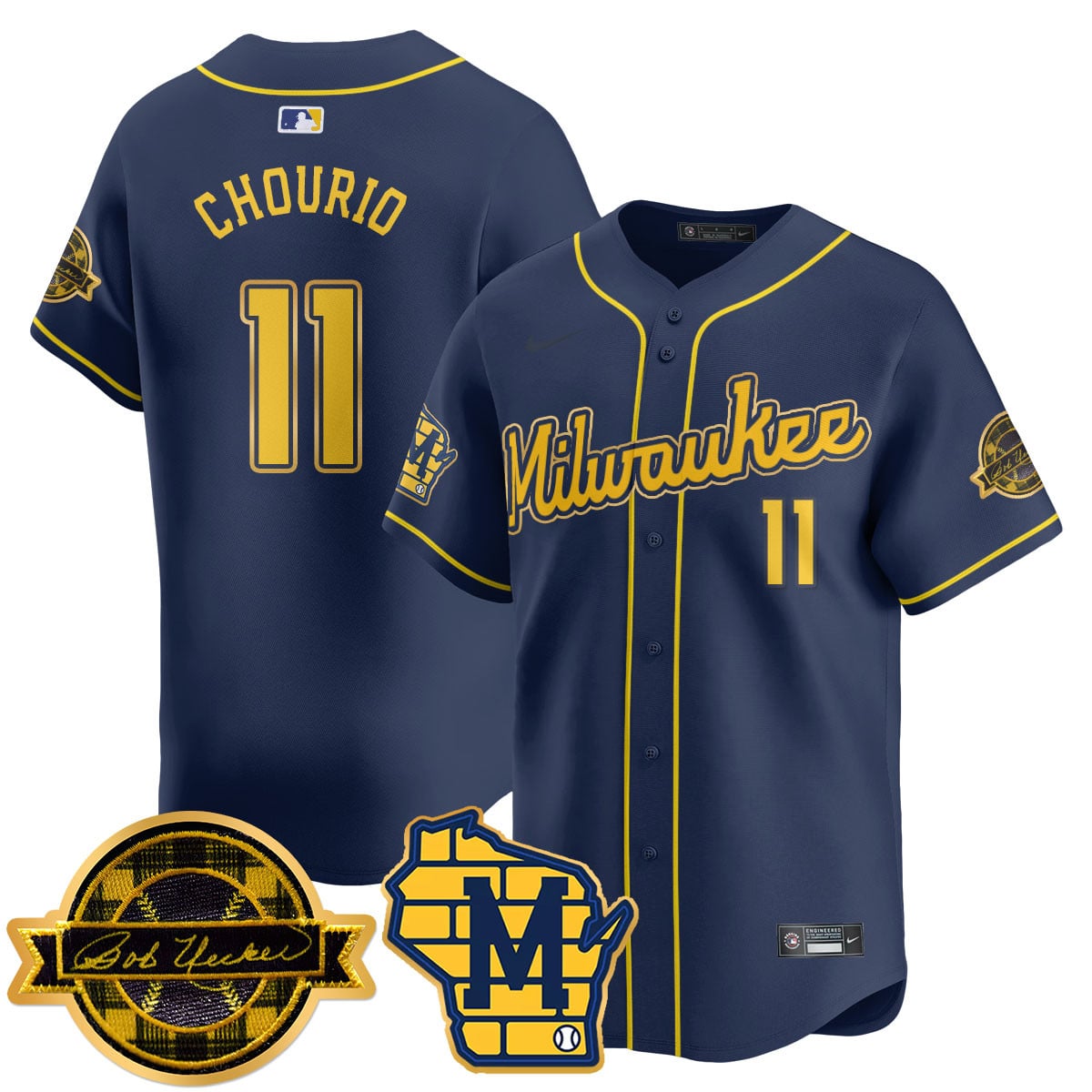 Men's Milwaukee Brewers 2025 Limited Gold Jersey - Bob Uecker Patch - All Stitched