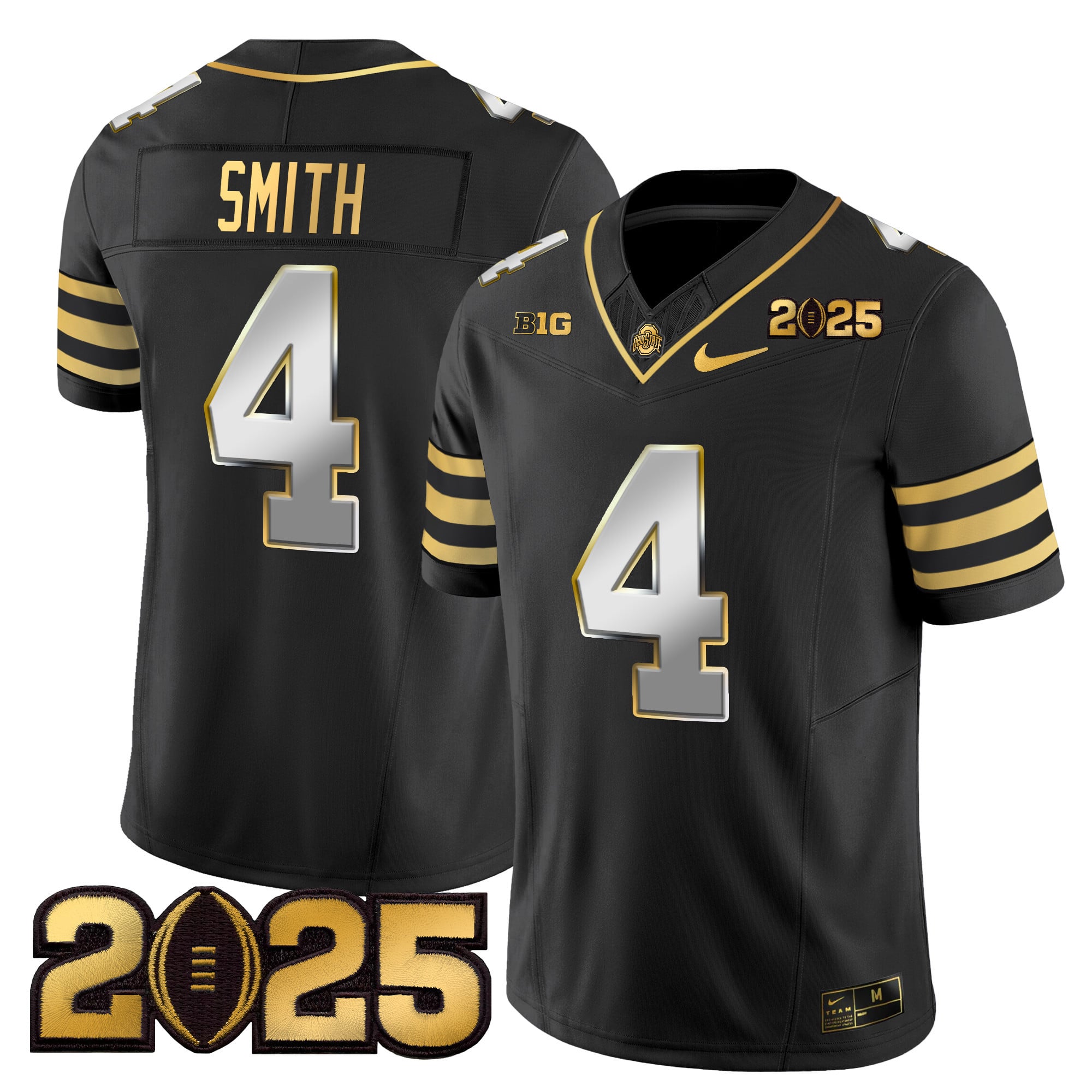 Men's Ohio State Buckeyes 'Heritage Stripe' CFP Final Patch Gold Vapor Limited Jersey - All Stitched
