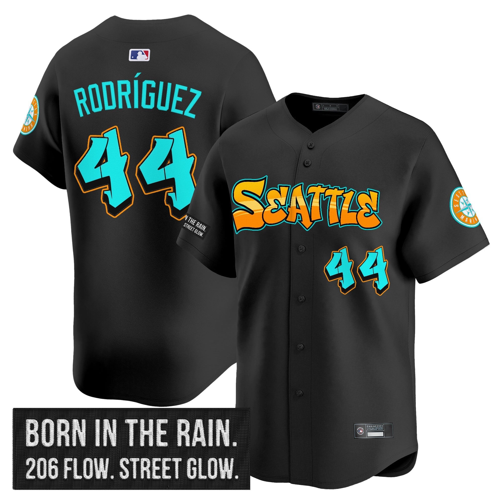 Men's Seattle Mariners 'Graffiti Emerald Drop Edition' Vapor Premier Limited Jersey - All Stitched