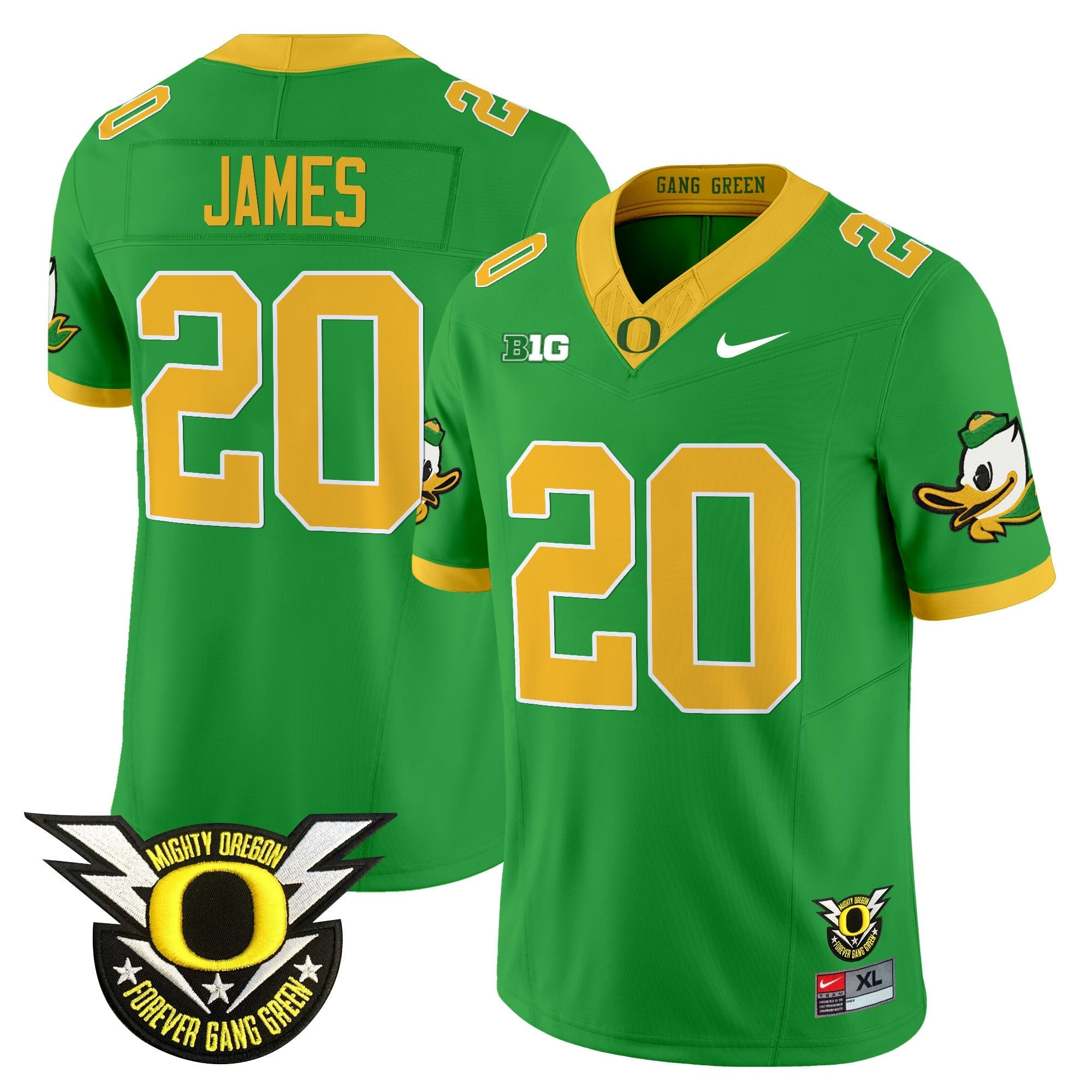 Men's Oregon Ducks 2024 Forever Gang Green & BIG Patch Vapor Limited Jersey - All Stitched