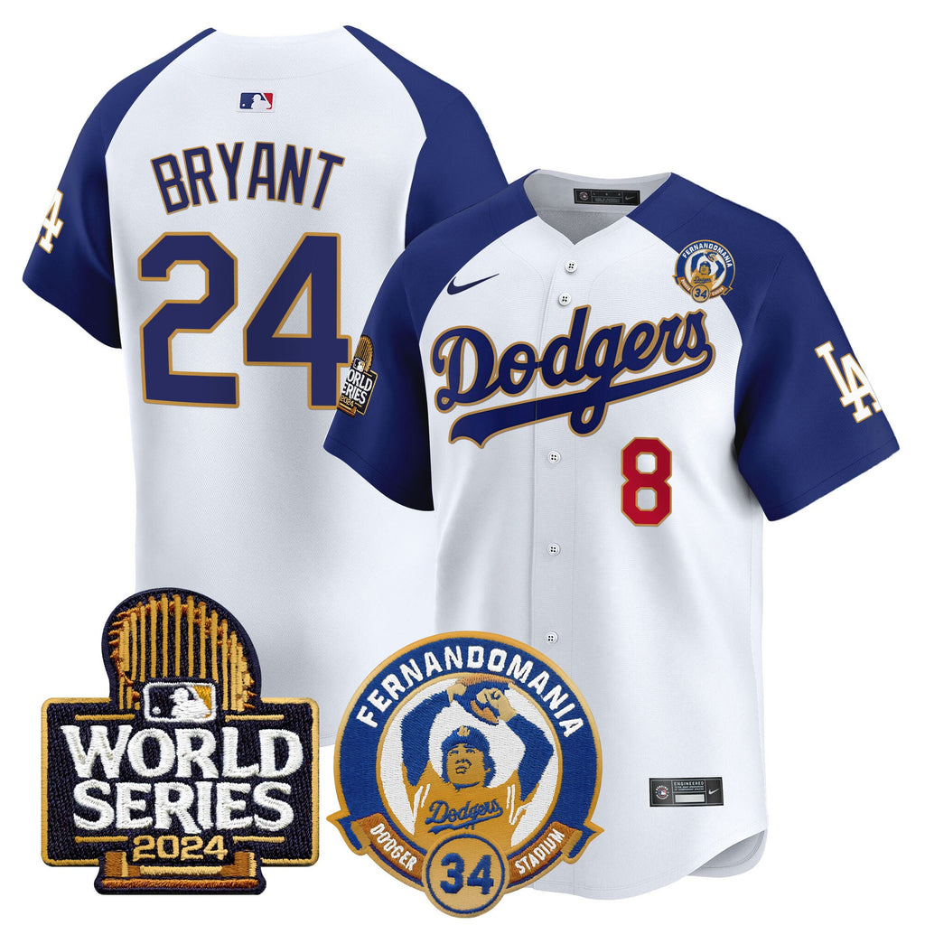 Men's Dodgers Fernando Valenzuela & 2024 World Series Patch Vapor Premier Limited Jersey - All Stitched