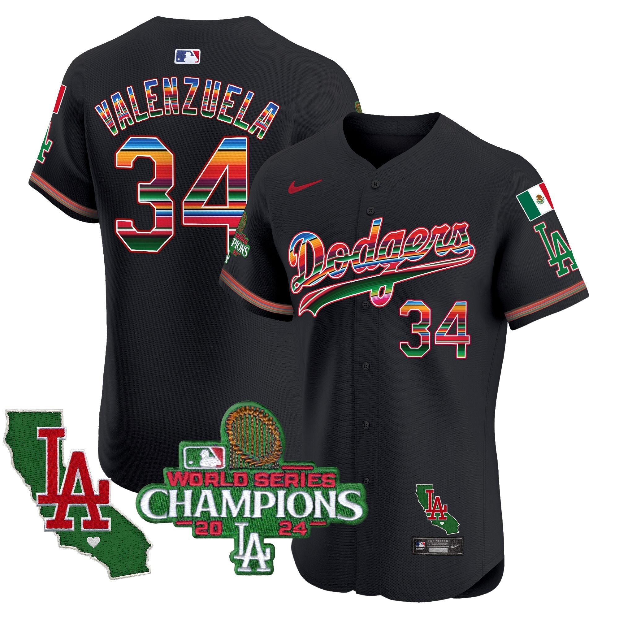 Men's Dodgers Mexico 2024 World Series Champions Vapor Premier Elite Jersey - All Stitched