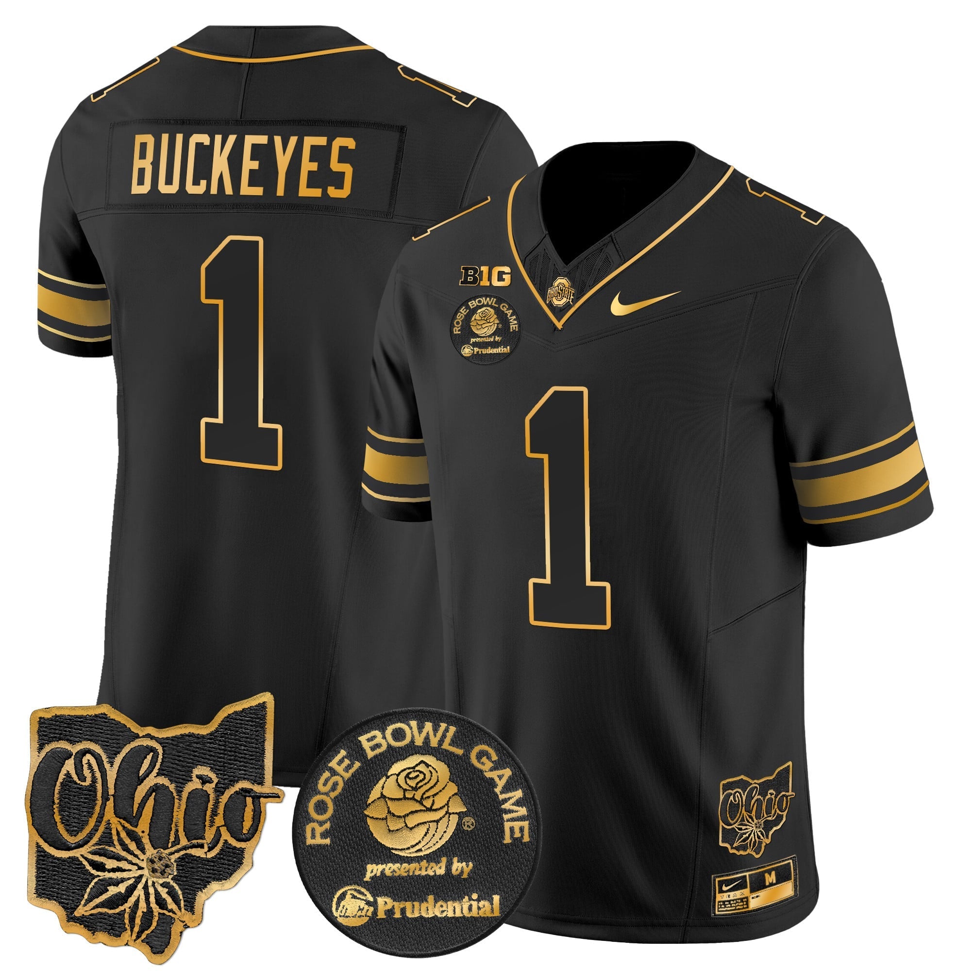 Men's Ohio State Buckeyes Rose Bowl Gold Vapor Limited Jersey - All Stitched