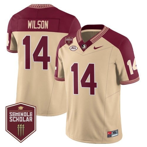 Menâ€™s Florida State Seminoles Football Vapor Gold Jersey â€“ Seminole Scholar â€“ All Stitched