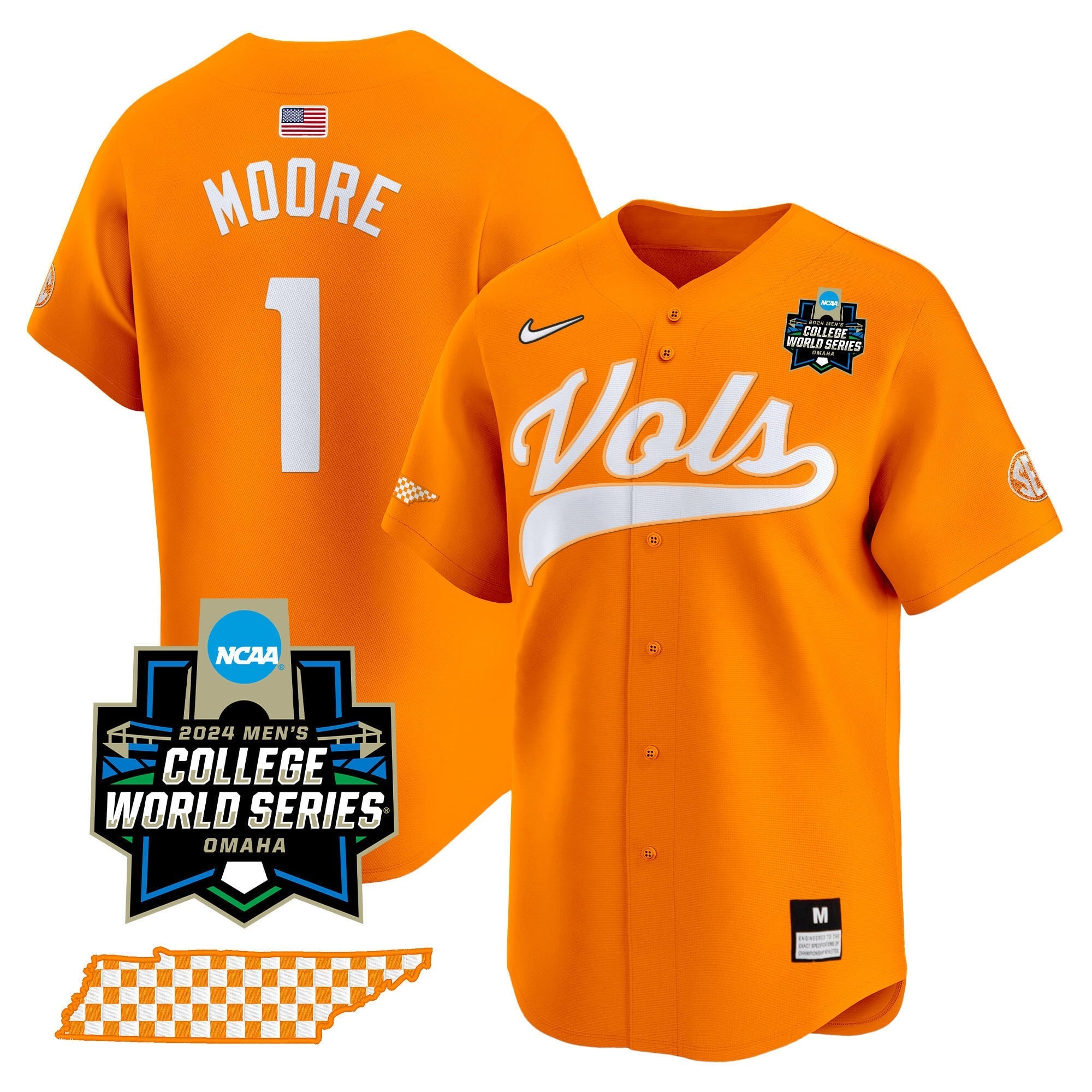 Men's Tennessee Volunteers 2024 College World Series Vapor Premier Limited Jersey V2 - All Stitched