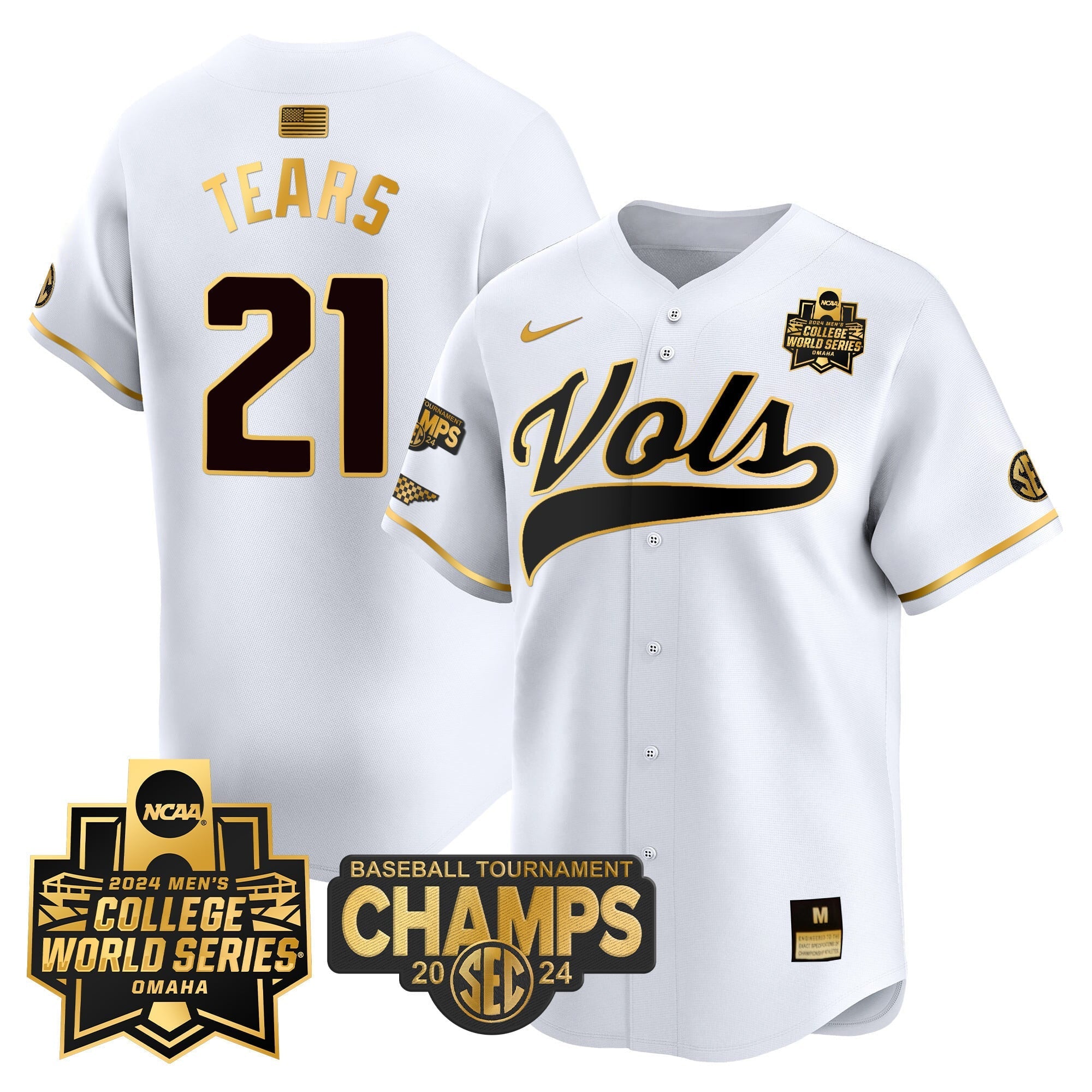 Men's Tennessee Volunteers 2024 Tournament Champs & World Series Vapor Premier Limited Jersey - All Stitched