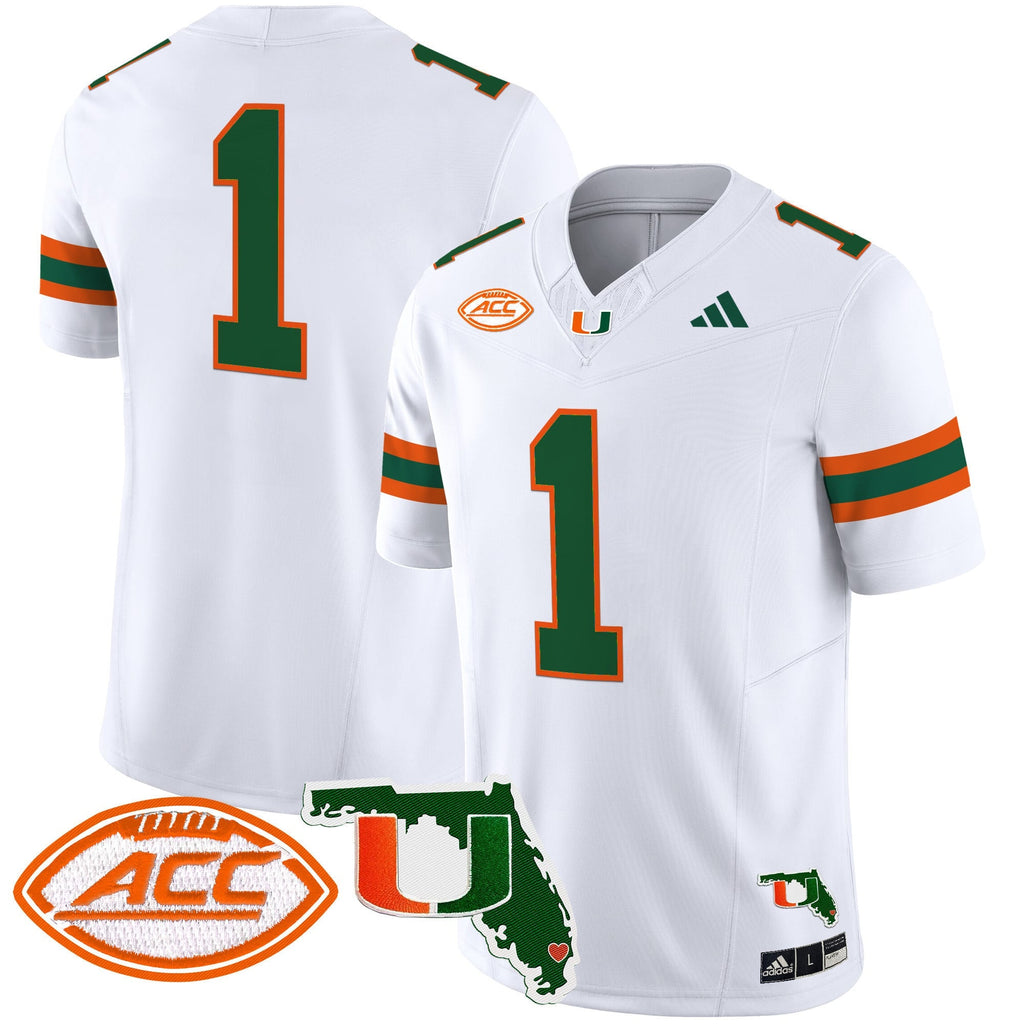Men's Miami Hurricanes 2024 Florida Patch Vapor Limited Jersey - All Stitched