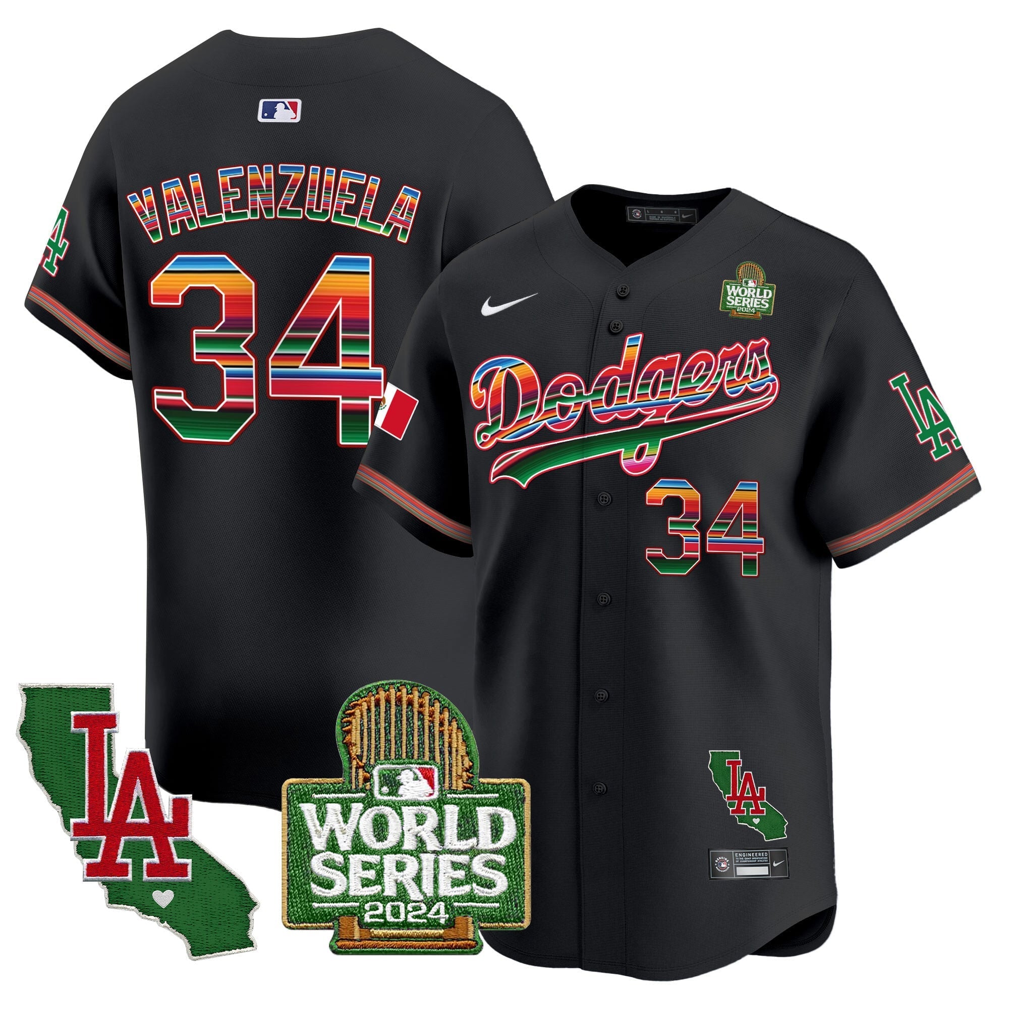 Men's Dodgers Mexico 2024 World Series Vapor Premier Limited Jersey V2 - All Stitched