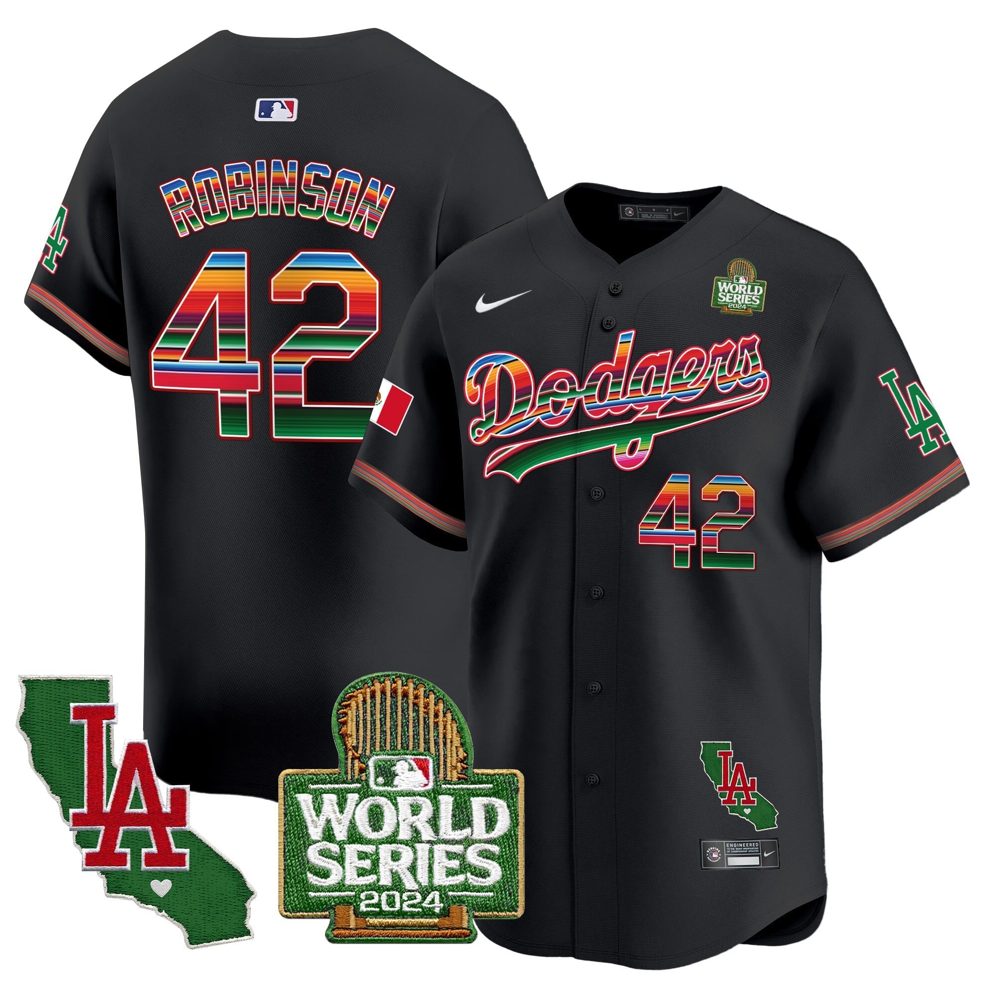 Men's Dodgers Mexico 2024 World Series Vapor Premier Limited Jersey V2 - All Stitched