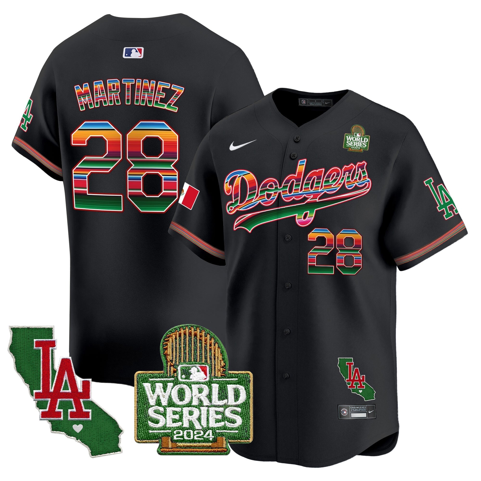 Men's Dodgers Mexico 2024 World Series Vapor Premier Limited Jersey V2 - All Stitched