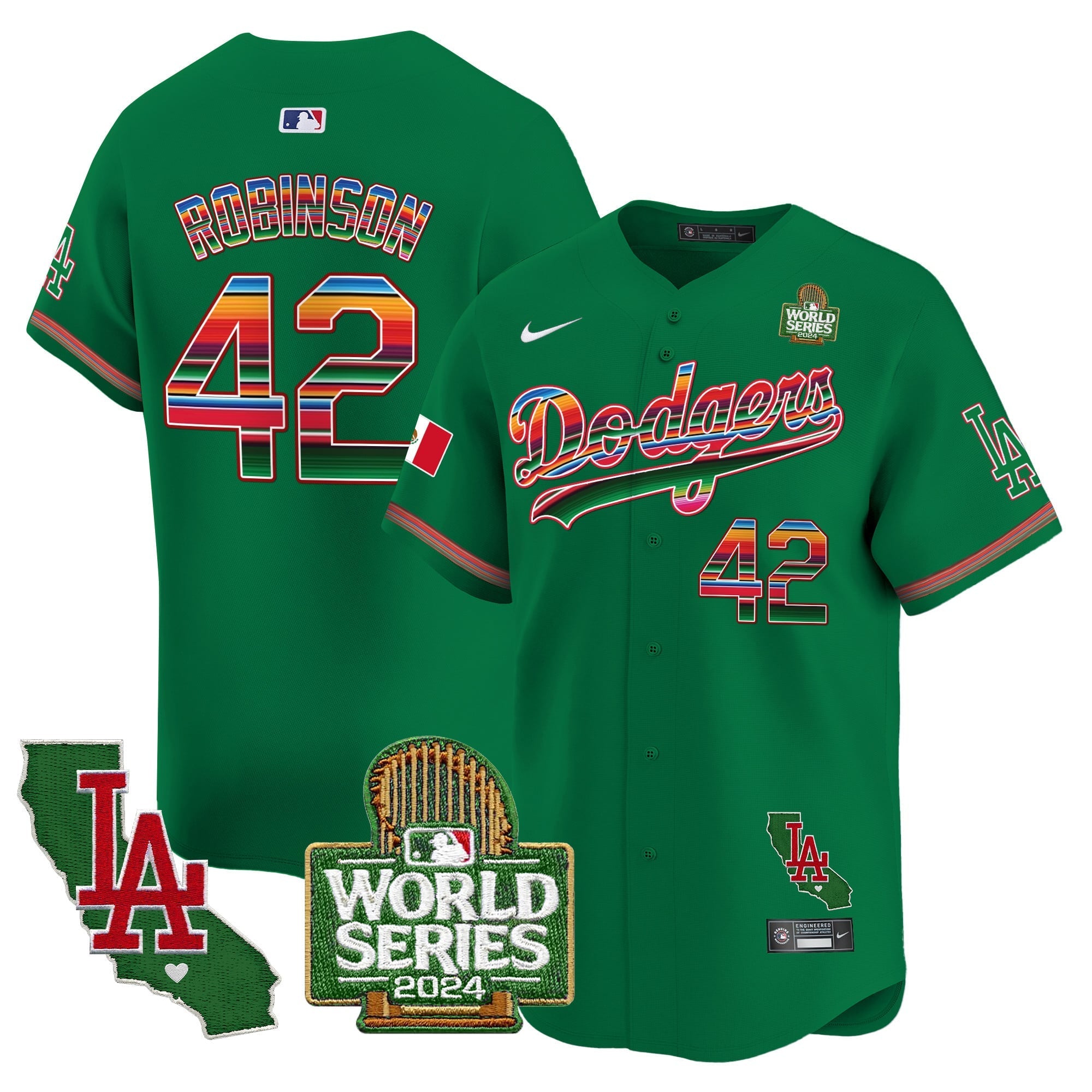 Men's Dodgers Mexico 2024 World Series Vapor Premier Limited Jersey V2 - All Stitched